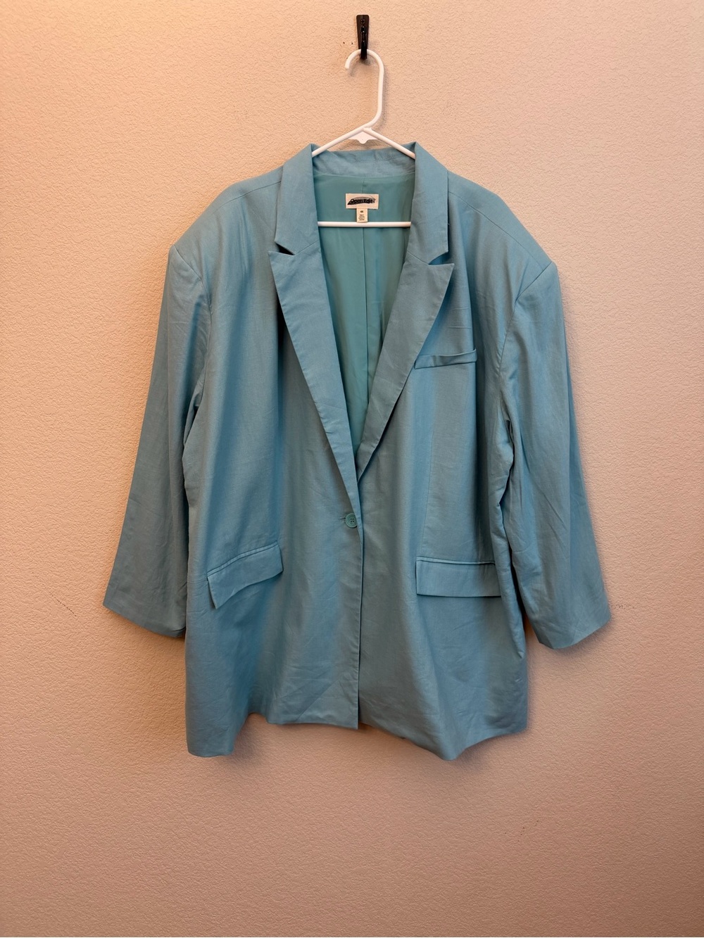 Open Edit Women's Blazer Sz 4X - Classic Notch Lapel linen blend